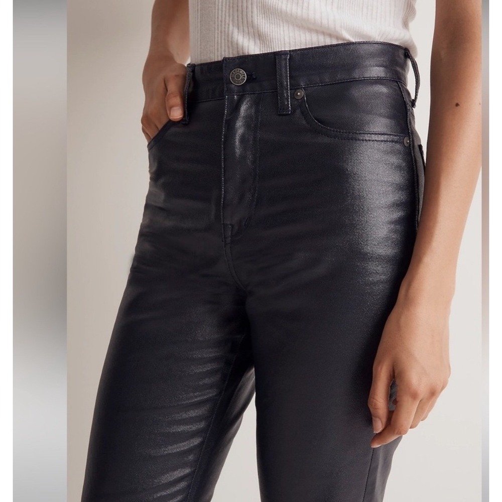 Madewell Jeans Coated Wax 90s Straight High Rise Women 28 Midnight Foil Blue New - Picture 13 of 14